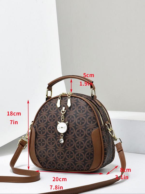 Fashionable Geometric Pattern Handbag, Casual PU Leather Zipper Crossbody Bag for Women, Trendy Versatile High-quality Daily Commuting Bag