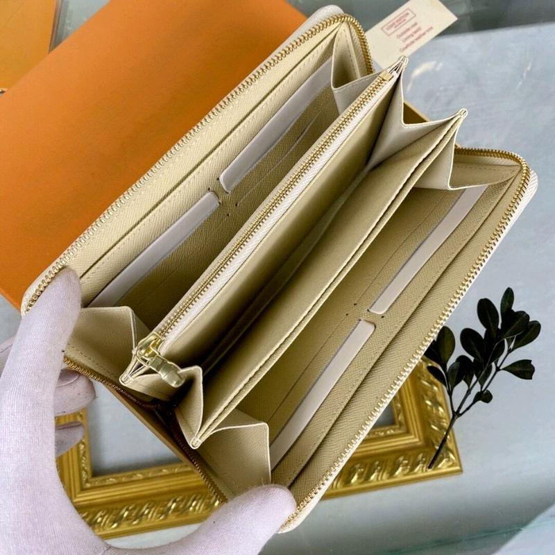 Women's Beige Interior Designer Fashion Zipper Wallet with Multiple Card Holders,Box and Dustbag included.