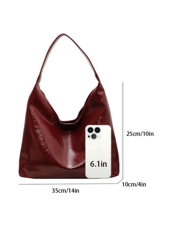 Women's Solid Color PU Leather Tote Bag, Fashionable Large Capacity Shoulder Bag for Daily Life, Casual Trendy Versatile Commuting Bag for Women & Girls