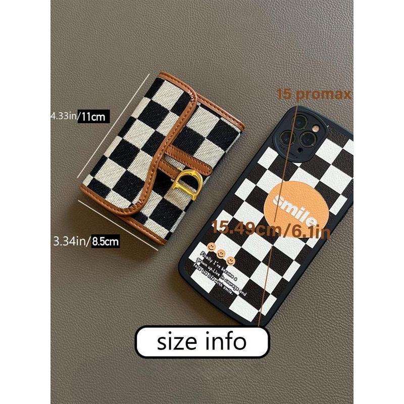 Checkerboard Pattern D Letter Design Card Holder, Elegant Short Wallet for Women & Girls, Trendy All-match & Exquisite Card Holder for Birthday & Fall Gift