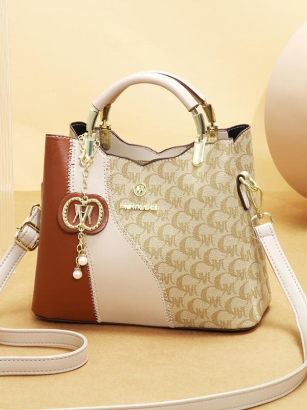 Women's Fashionable All Over Letters Print Handbag & Wallet, Casual Versatile Shoulder Bag & Wallet, Trendy High-quality Daily Commuting Bag Set Unique Everyday Designer Bags