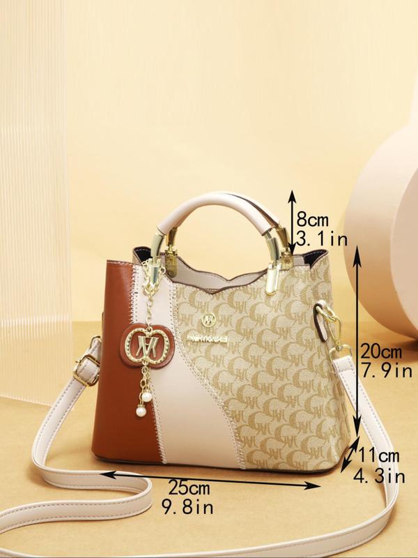 Women's Fashionable All Over Letters Print Handbag & Wallet, Casual Versatile Shoulder Bag & Wallet, Trendy High-quality Daily Commuting Bag Set Unique Everyday Designer Bags