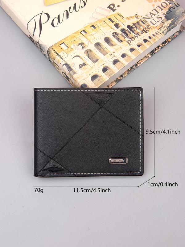 Men's Business Plain PU Leather Zipper Short Wallet, Simple Style Textured Card Holder, Fashionable Bifold Wallet for Men for Daily Use