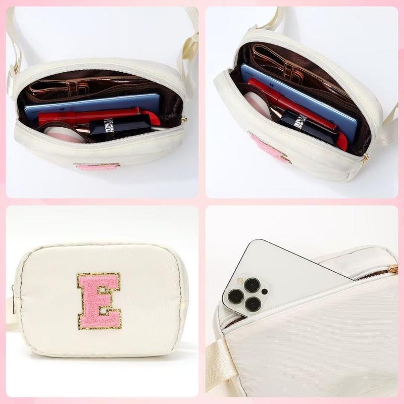 Initial Crossbody Bags for Women - Belt Bag Fanny Packs for Women Cross Body Bag Sling Bag White Small Waist Packs Mothers Day Gifts Travel Accessories Monogrammed Gifts I