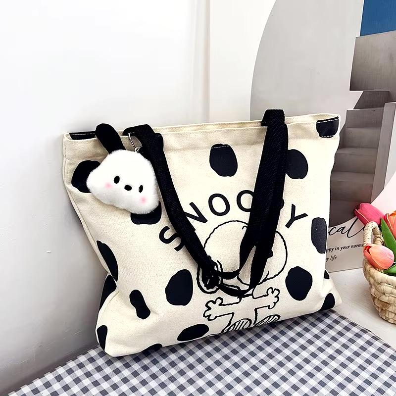 Canvas Shoulder Bag - Cute Printed Handbag with Spacious Capacity