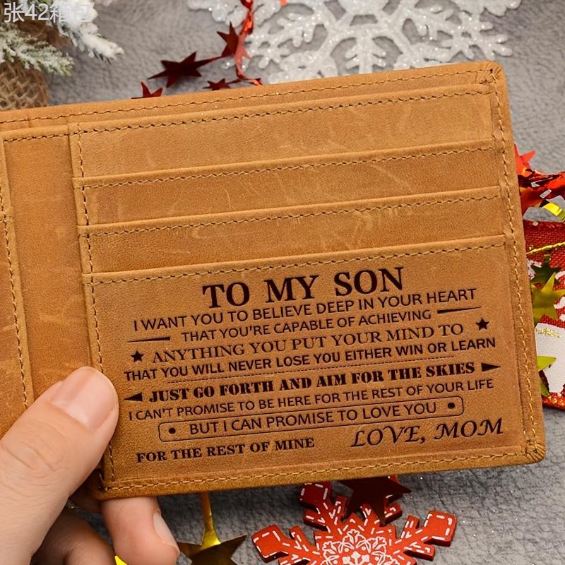 Mom to Son Wallet-Engraved Wallet For Son-Wallet for Son From mom-Leather Wallet-Mens Wallet-Christmas Gift-Gift For Son cannot be customized