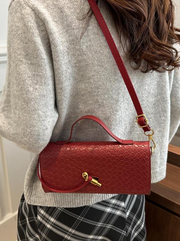 Women's Elegant Solid Color Handbag, Fashionable PU Leather Crossbody Bag for Daily Used, Casual Trendy Versatile High-quality Daily Commuting Bag