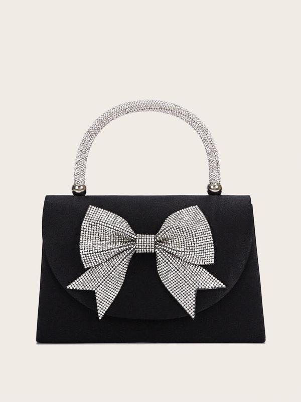 Women's Elegant Rhinestone Decor Bowknot Design Evening Bag, 2024 New Style Exquisite Trendy Handbag, Fashionable Bag for Party Decoration for Women Girls