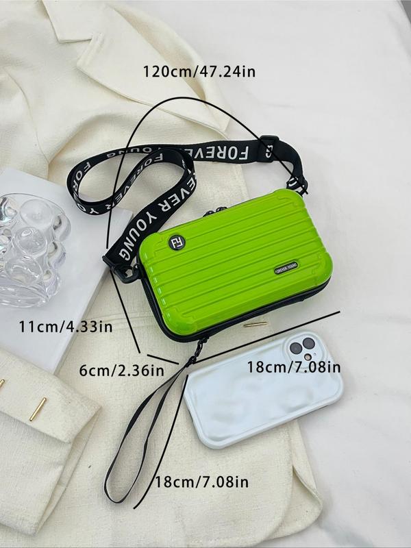 Fashionable Letter Pattern Strap PVC Crossbody Bag, Casual Solid Color Travel Storage Bag For Women, Waterproof Portable Box Bag