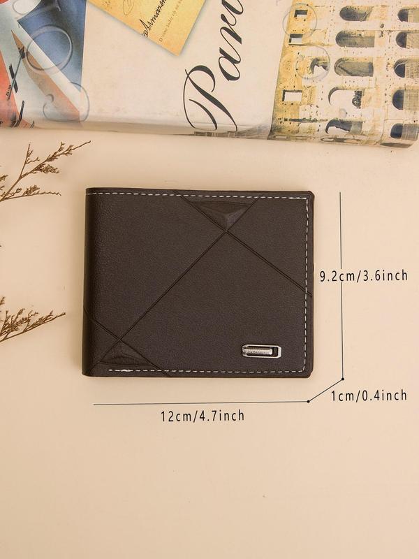 Men's Business Plain PU Leather Zipper Short Wallet, Simple Style Textured Card Holder, Fashionable Bifold Wallet for Men for Daily Use