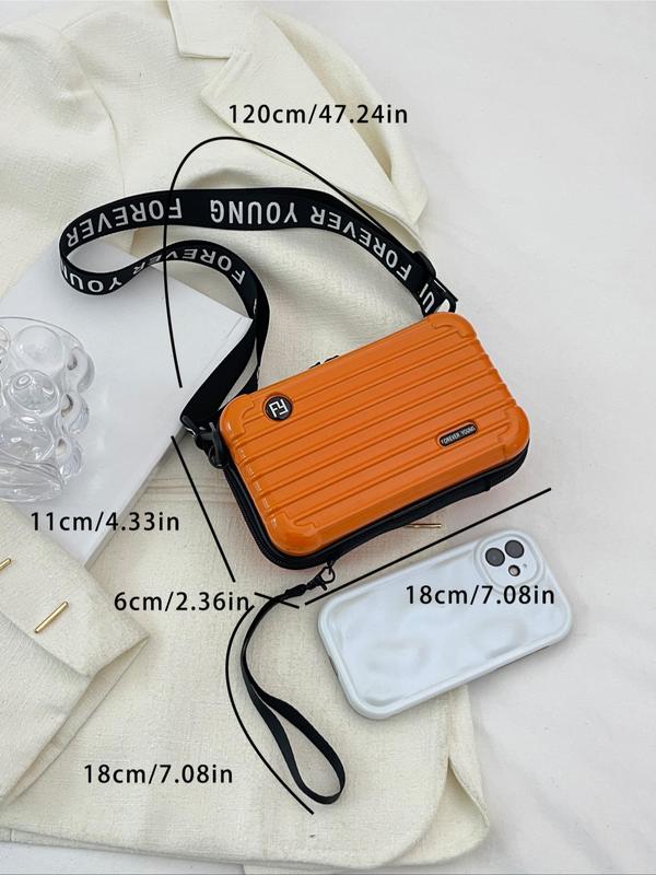 Fashionable Letter Pattern Strap PVC Crossbody Bag, Casual Solid Color Travel Storage Bag For Women, Waterproof Portable Box Bag