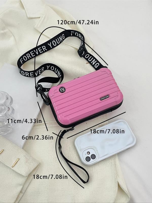 Fashionable Letter Pattern Strap PVC Crossbody Bag, Casual Solid Color Travel Storage Bag For Women, Waterproof Portable Box Bag