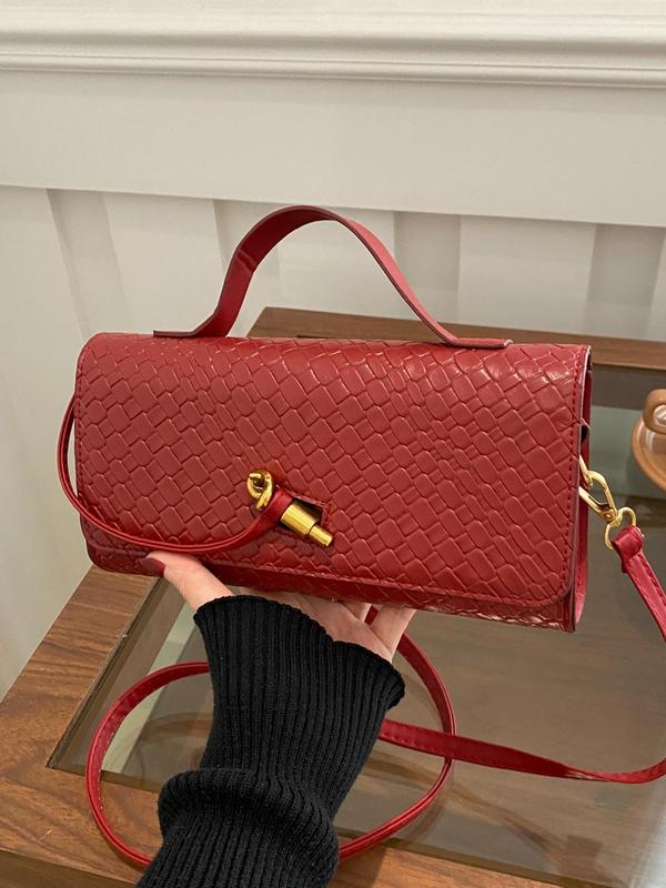 Women's Elegant Solid Color Handbag, Fashionable PU Leather Crossbody Bag for Daily Used, Casual Trendy Versatile High-quality Daily Commuting Bag