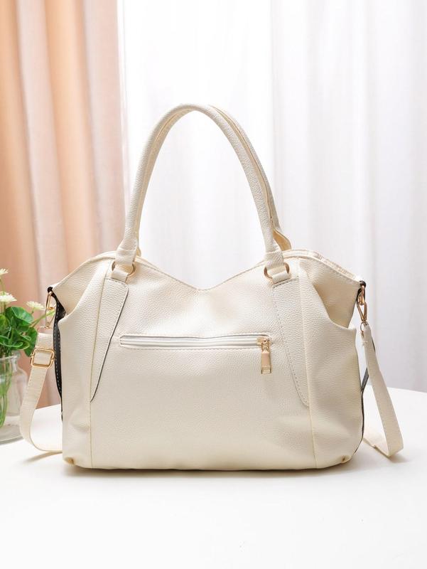 Summer 2024 Solid Color Tote Bag with Adjustable Strap, Women's Fashionable Large Capacity Shoulder Bag for Work & Daily Used, Casual Trendy Versatile High-quality Daily Commuting Bag