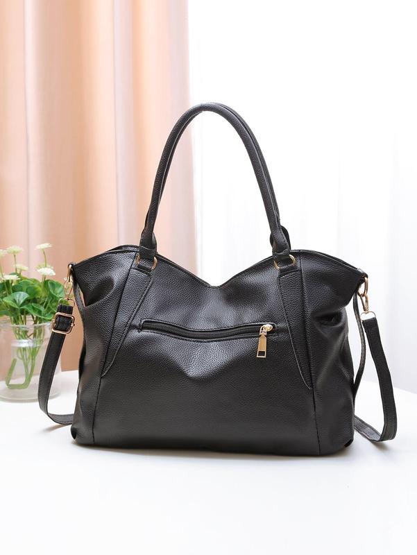 Summer 2024 Solid Color Tote Bag with Adjustable Strap, Women's Fashionable Large Capacity Shoulder Bag for Work & Daily Used, Casual Trendy Versatile High-quality Daily Commuting Bag