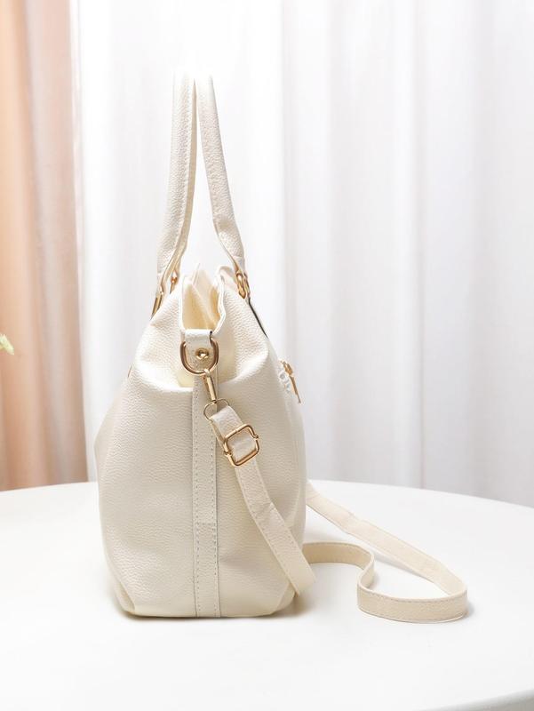 Summer 2024 Solid Color Tote Bag with Adjustable Strap, Women's Fashionable Large Capacity Shoulder Bag for Work & Daily Used, Casual Trendy Versatile High-quality Daily Commuting Bag