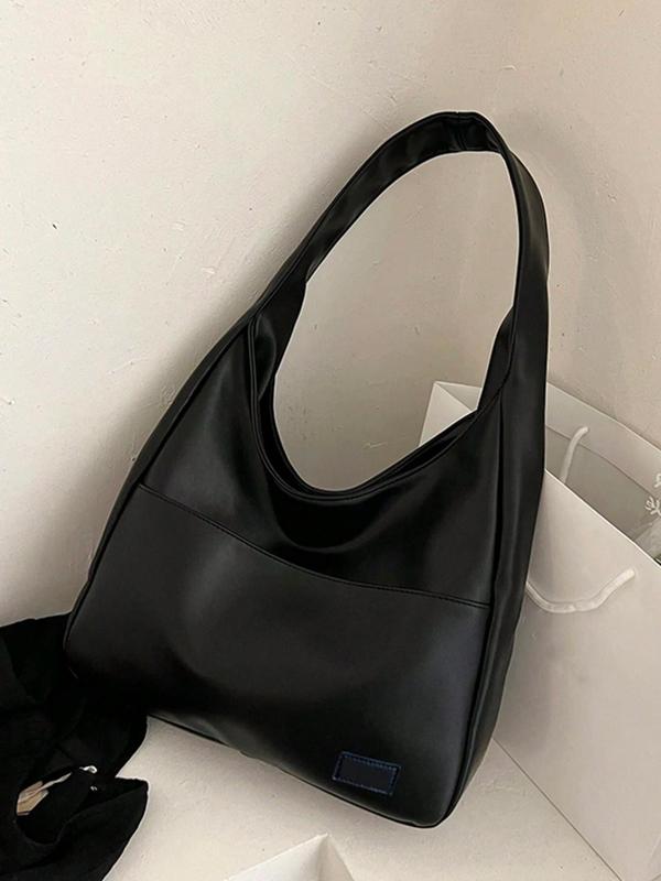 Women's Solid Color Shoulder Bag, Fashionable Large Capacity Tote Bag for Work & Daily Used, Casual Trendy Versatile High-quality Daily Commuting Bag