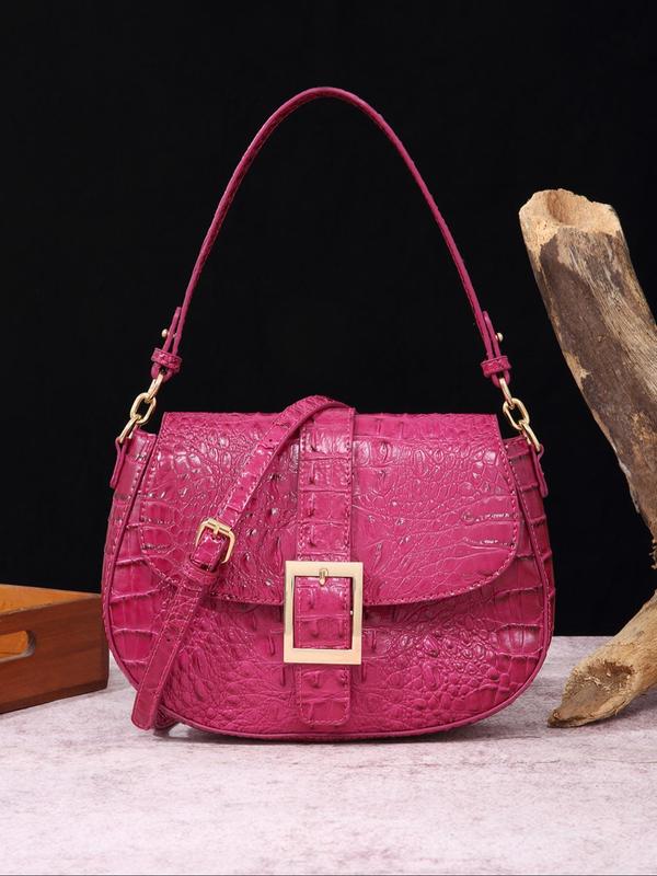 Women's Fashionable Crocodile Embossed Handbag, Casual Versatile Shoulder Bag for Daily Used, Trendy High-quality Daily Commuting Bag, Girl Fashionable Shopping Bag