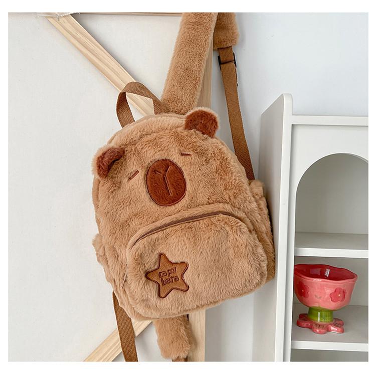 Small Capybara Backpack Multifunction Plush Bookbag Capybara Durable Casual Bag