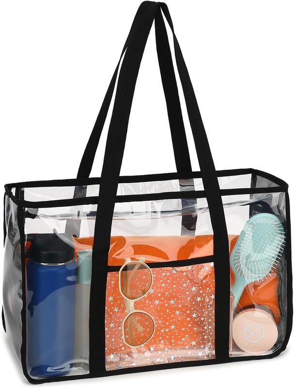 Clear Beach Bag for Women, Large Clear Tote Bag for Stadium Events - Zipper Closure, Waterproof, Sandproof