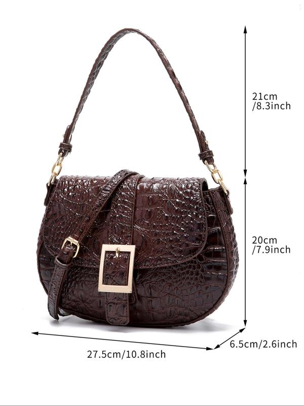Women's Fashionable Crocodile Embossed Handbag, Casual Versatile Shoulder Bag for Daily Used, Trendy High-quality Daily Commuting Bag, Girl Fashionable Shopping Bag