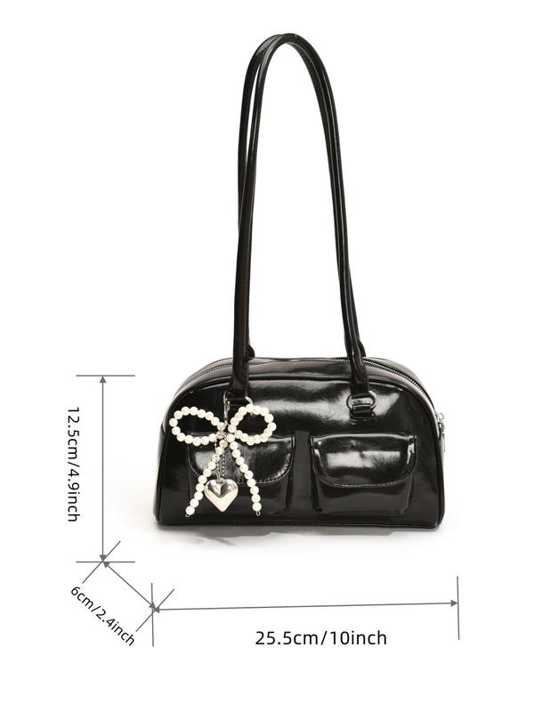 Women's Fashionable Faux Pearls Bowknot Decorated Crossbody Bag, Casual Versatile Shoulder Bag for Daily Used, Trendy All-match Commuter Bag