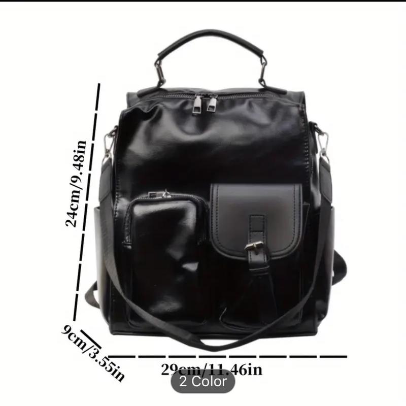 Elegant Lady's Backpack: Soft PVC Material, Adjustable Straps, and Multiple Pockets for Practical Use - Perfect for School