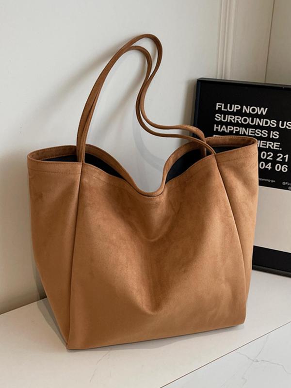 Women's Solid Color Tote Bag, Fashionable Large Capacity Shoulder Bag for Daily Used, Casual Trendy Versatile High-quality Daily Commuting Bag, Girl Fashionable Shopping Bag