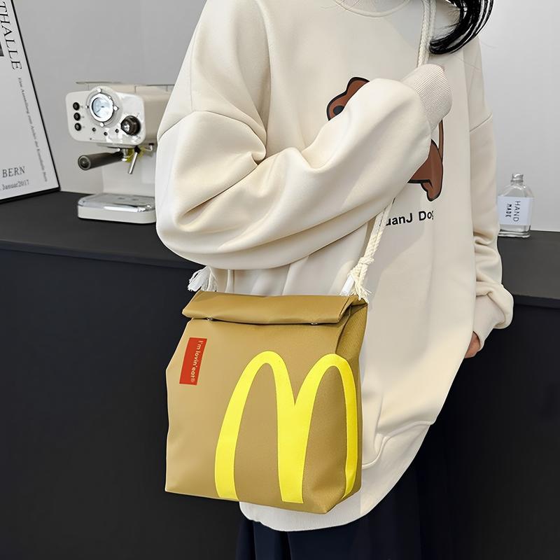 Cute Classic Retro Fashion Mcdonald's Backpack Canvas Crossbody Bag for Women Men School Travel Large Capacity Fashion Casual Gift