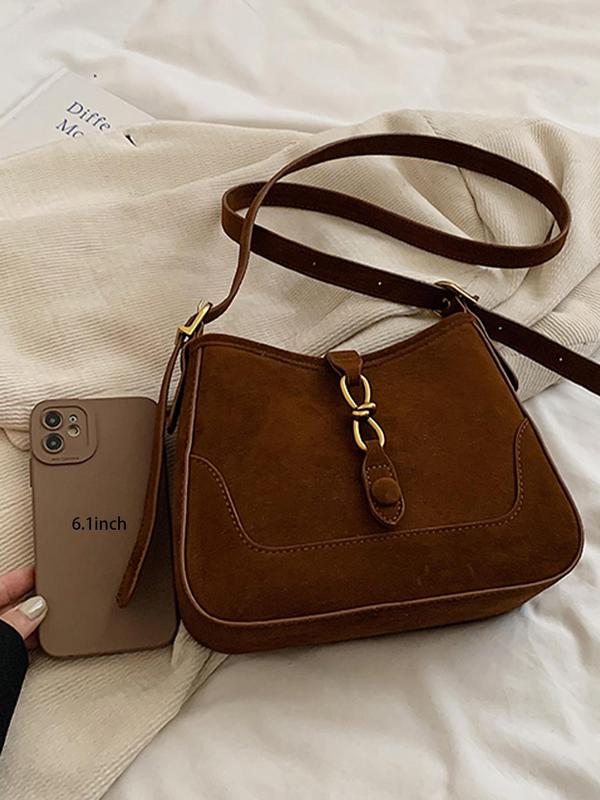 Women's Fashionable Solid Color Shoulder Bag, Casual Versatile Zipper Crossbody Bag for Daily Used, Trendy All-match Commuter Bag