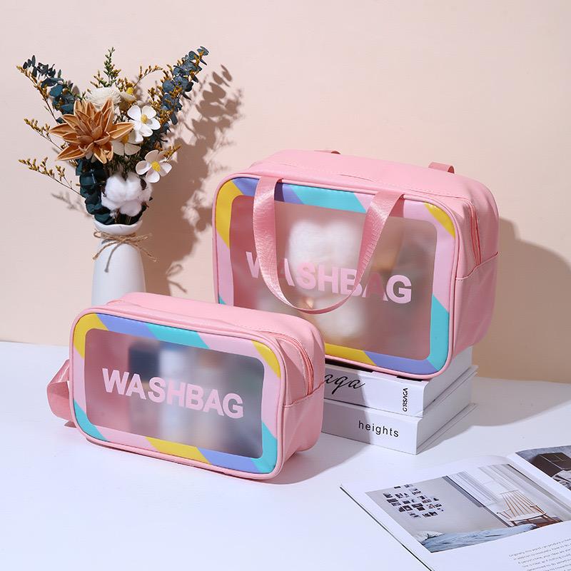 [12h to ship]ONAIL New Colorful Women's Travel Toiletries Bag Four Piece Set with Handle Cosmetic Bag, Large Capacity Translucent Waterproof Travel Cosmetic Bag, Bathing and Swimming Beach Bag, Outdoor Camping Travel Toiletries Bag