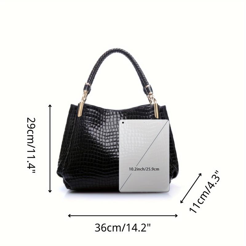 Classic Women's Alligator Print Handbag, Premium Artificial Leather Shoulder Bag, Luxury Patent Leather Wallet, Elegant Hand Handbag Satchel, Women's Brief Case Briefcase Daily Commuter Bag, Gift for Her