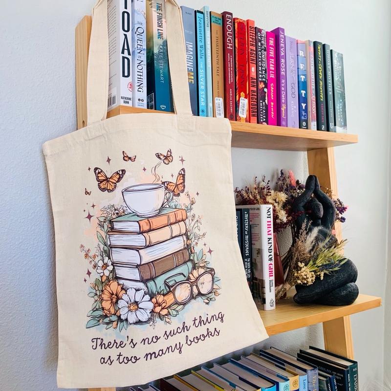 Floral book stack reader canvas Tote bag