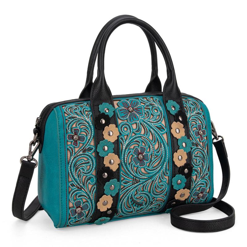 Montana West [MegaLive] Embroidered Floral Crossbody Bag Satchel Handbag for camping Outing