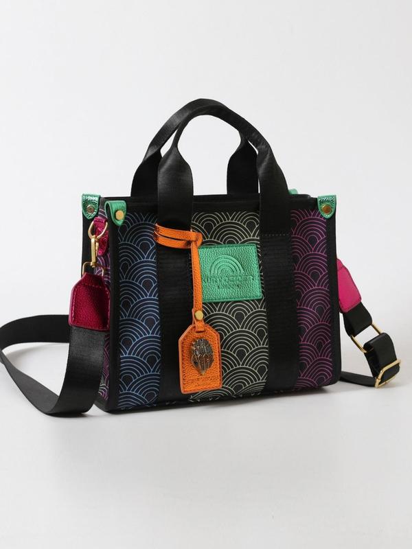 Women's Colorblock Patchwork Zipper Tote Bag, Large Capacity Shoulder Bag for Daily Used, Casual Trendy Versatile High-quality Daily Commuting Bag