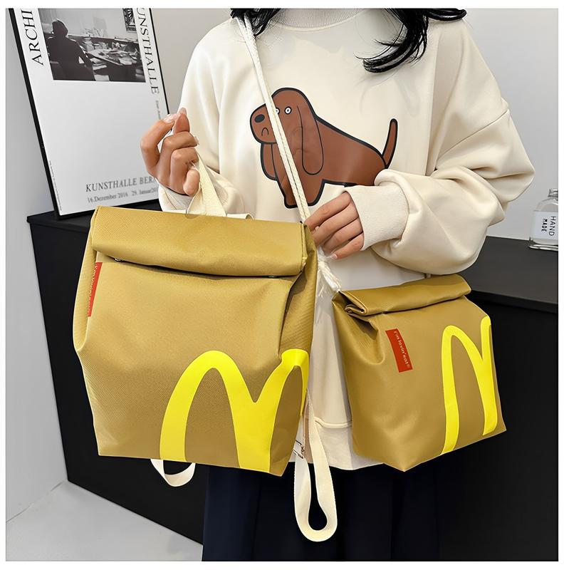 Cute Classic Retro Fashion Mcdonald's Backpack Canvas Crossbody Bag for Women Men School Travel Large Capacity Fashion Casual Gift