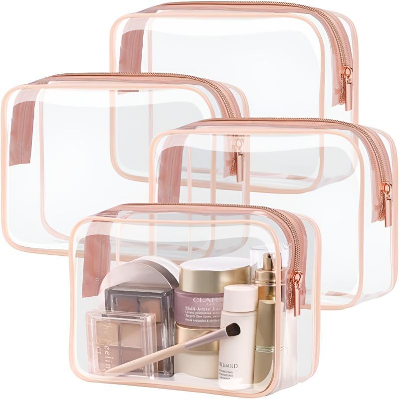 Clear Makeup Bag Set, 2 4 Counts Waterproof Portable Storage Bag, Makeup Organizer, Travel Toiletry Bag, Cosmetic Storage Bag for Travel Outdoor Bathroom
