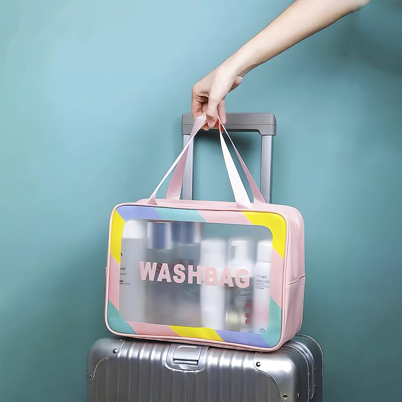 [12h to ship]ONAIL New Colorful Women's Travel Toiletries Bag Four Piece Set with Handle Cosmetic Bag, Large Capacity Translucent Waterproof Travel Cosmetic Bag, Bathing and Swimming Beach Bag, Outdoor Camping Travel Toiletries Bag