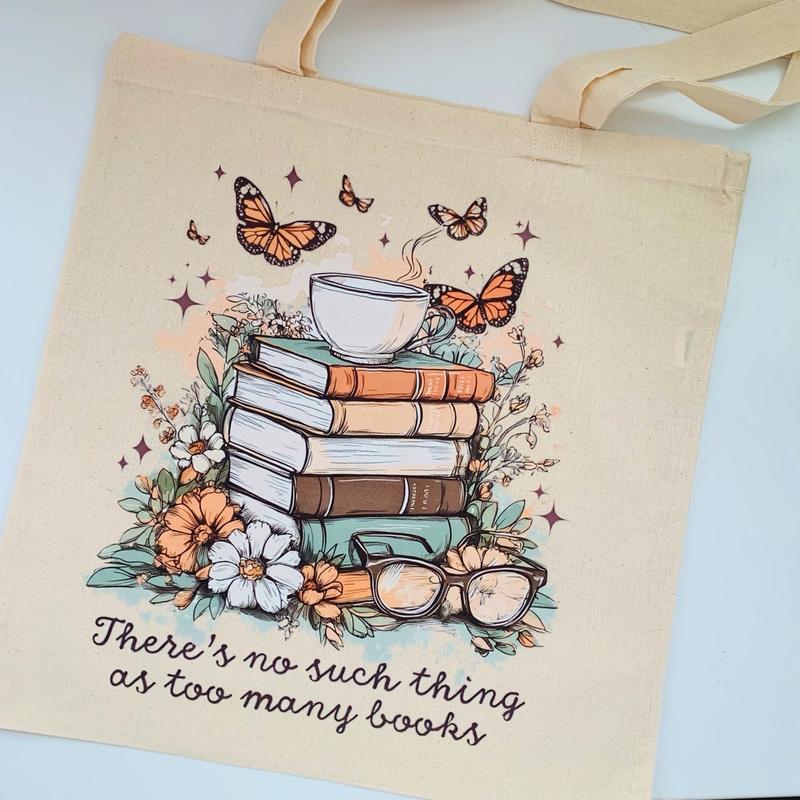 Floral book stack reader canvas Tote bag