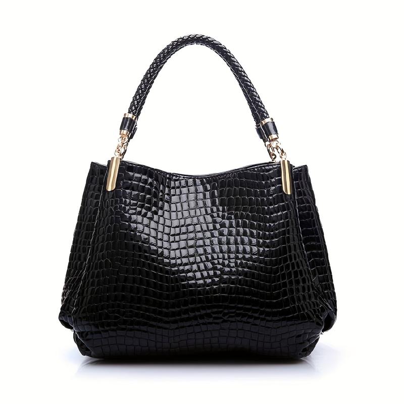 Classic Women's Alligator Print Handbag, Premium Artificial Leather Shoulder Bag, Luxury Patent Leather Wallet, Elegant Hand Handbag Satchel, Women's Brief Case Briefcase Daily Commuter Bag, Gift for Her