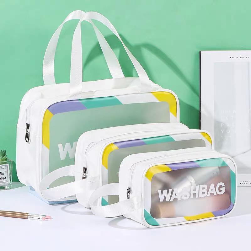 [12h to ship]ONAIL New Colorful Women's Travel Toiletries Bag Four Piece Set with Handle Cosmetic Bag, Large Capacity Translucent Waterproof Travel Cosmetic Bag, Bathing and Swimming Beach Bag, Outdoor Camping Travel Toiletries Bag