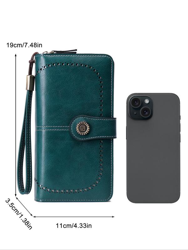 Women's Fashionable Solid Color Long Wallet with RFID Protection, Pu Leather Zipper Card Holder for Daily Used, Trendy Versatile High-quality Daily Wallet