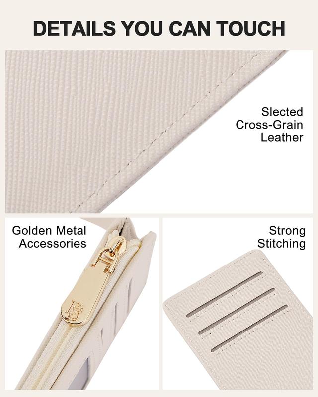 BOSTANTEN Slim Wallet Women RFID Blocking Card Holder Leather Bifold Wallet with Zipper Pocket