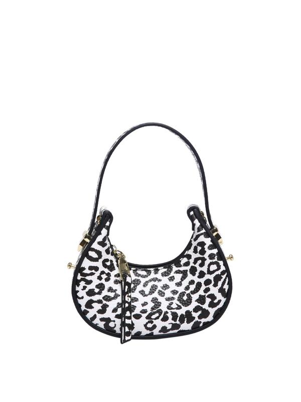 Fashion Leopard Print Half Moon Bag, Elegant Zipper Design Handbag for Women, Casual Trendy Versatile High-quality Daily Commuting Bag