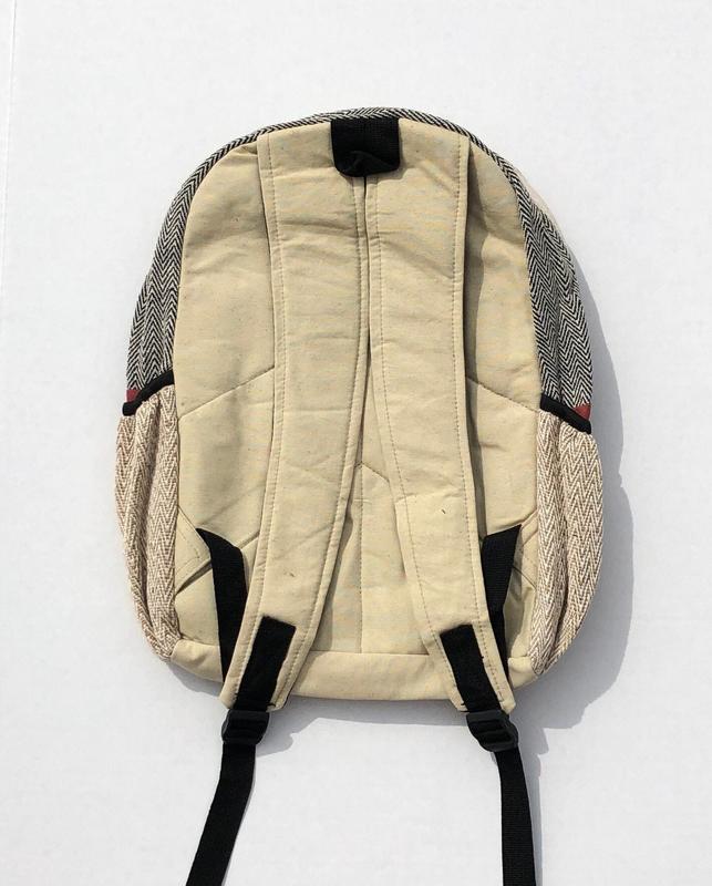 Hemp Backpack (natural), with Lap Top Compartment, handmade bag in Nepal