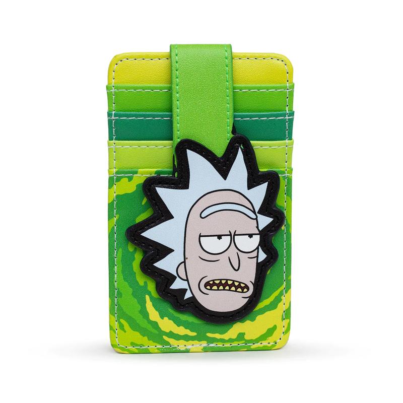 Rick and Morty Wallet, Character Wallet ID Card Holder, Rick and Morty Rick Face Yellow Green, Vegan Leather card  holder