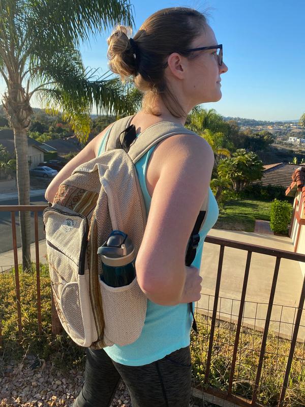 Hemp Backpack (natural), with Lap Top Compartment, handmade bag in Nepal