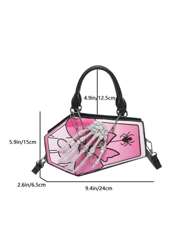 Women's Skeleton Hand Decor Crossbody Bag, Fashionable Asymmetric Shape Pu Leather Shoulder Bag for Daily Used, Casual Trendy Versatile High-quality Daily Commuting Bag