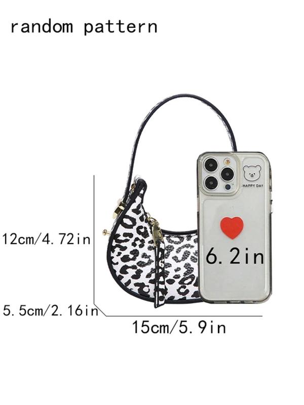 Fashion Leopard Print Half Moon Bag, Elegant Zipper Design Handbag for Women, Casual Trendy Versatile High-quality Daily Commuting Bag