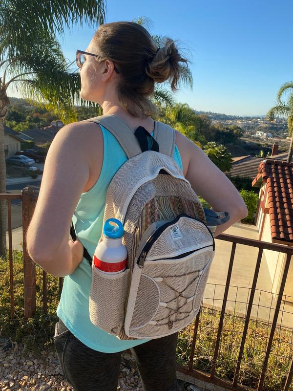 Hemp Backpack (natural), with Lap Top Compartment, handmade bag in Nepal